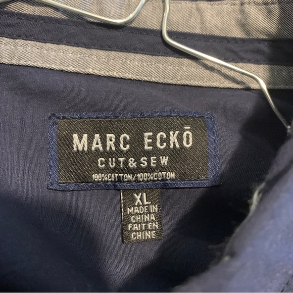 Marc Ecko Cut and Sew Button Down & Blue Charcoal Gray Mens XLarge Shirt. - Picture 2 of 3